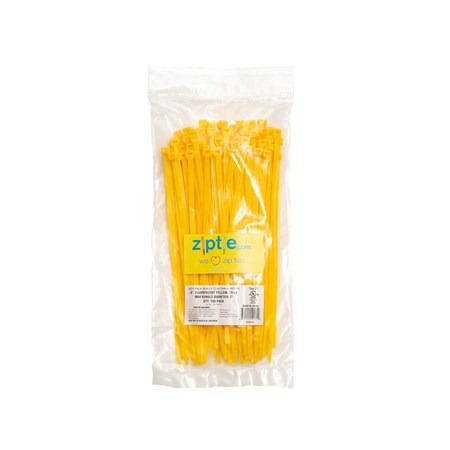 South Main Hardware Cable Tie, 8 in L, 2 in Max Bundle Dia., Yellow, Nylon, 75 lb Strength, 100 PK 220146